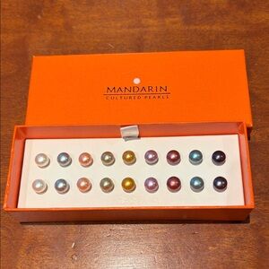 Mandarin Cultured Pearl Earrings Set of 9 SS